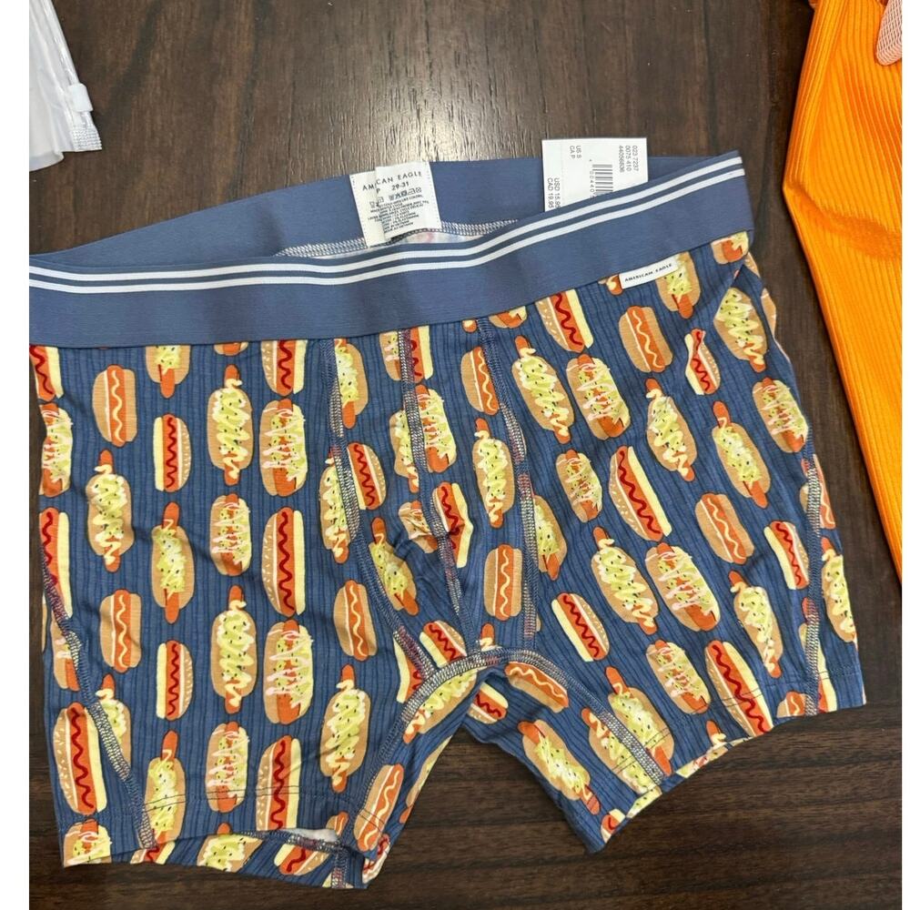American Eaglehot dog short boxer with repeating hot dog graphic size small